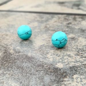 Turquoise Glass Stud Earrings